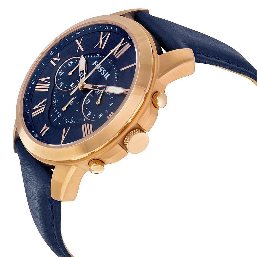 Fossil Grant FS4835 — Oro Rosa Azul Navy  Cronógrafo | Hombre