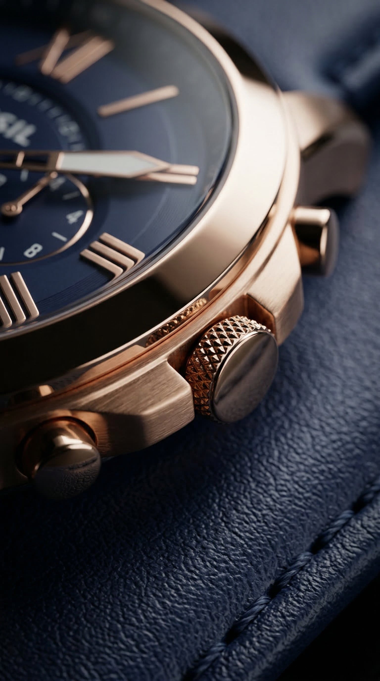 Fossil Grant FS4835 — Oro Rosa Azul Navy  Cronógrafo | Hombre