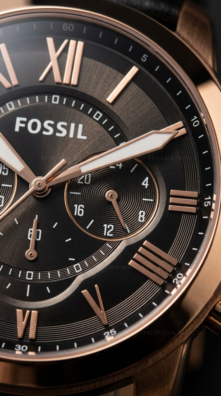 Reloj Fossil Grant Cronógrafo Negro Oro Rosa | Hombre