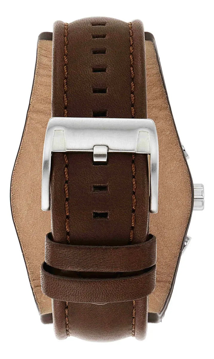Reloj Fossil Coachman Negro Plata Cuero Cronógrafo | Hombre