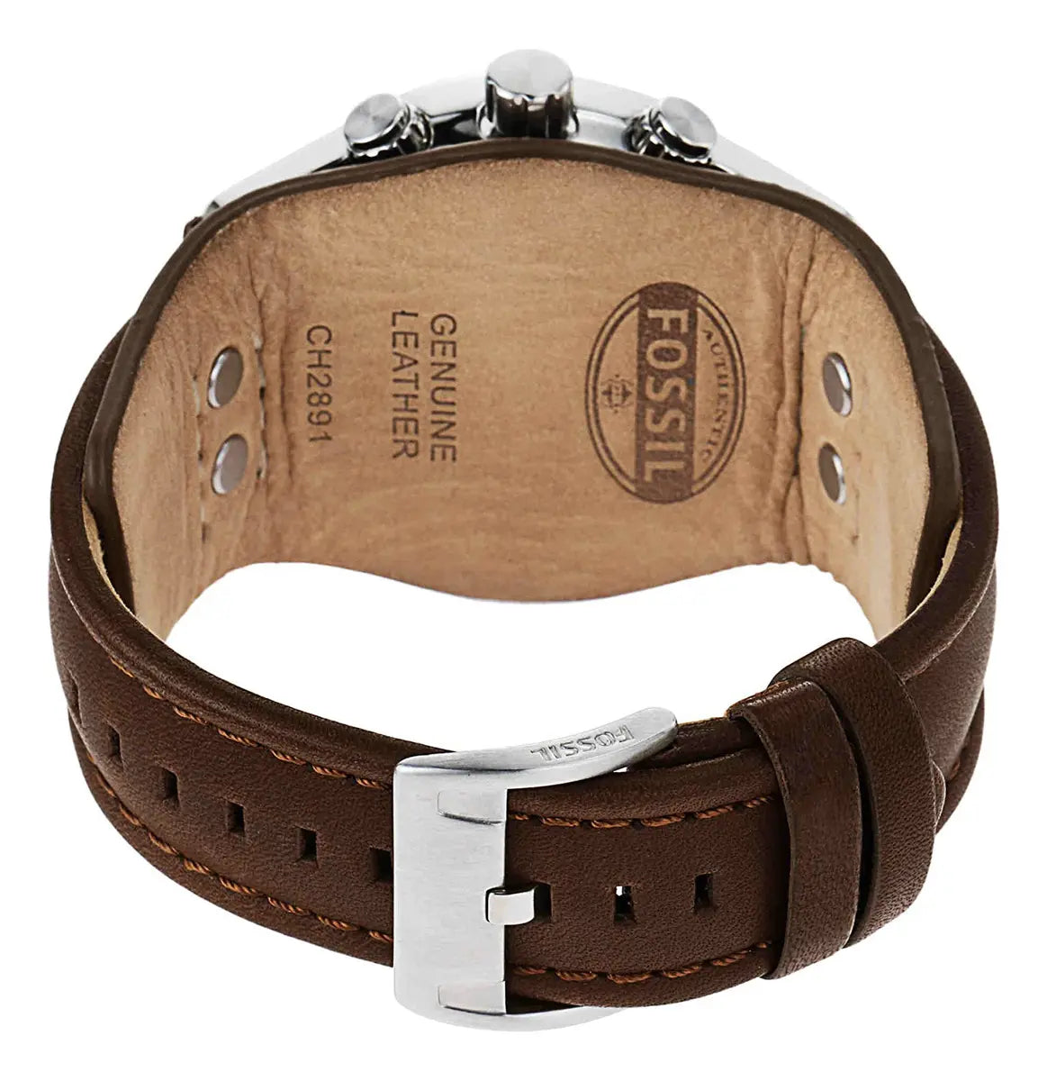 Reloj Fossil Coachman Negro Plata Cuero Cronógrafo | Hombre