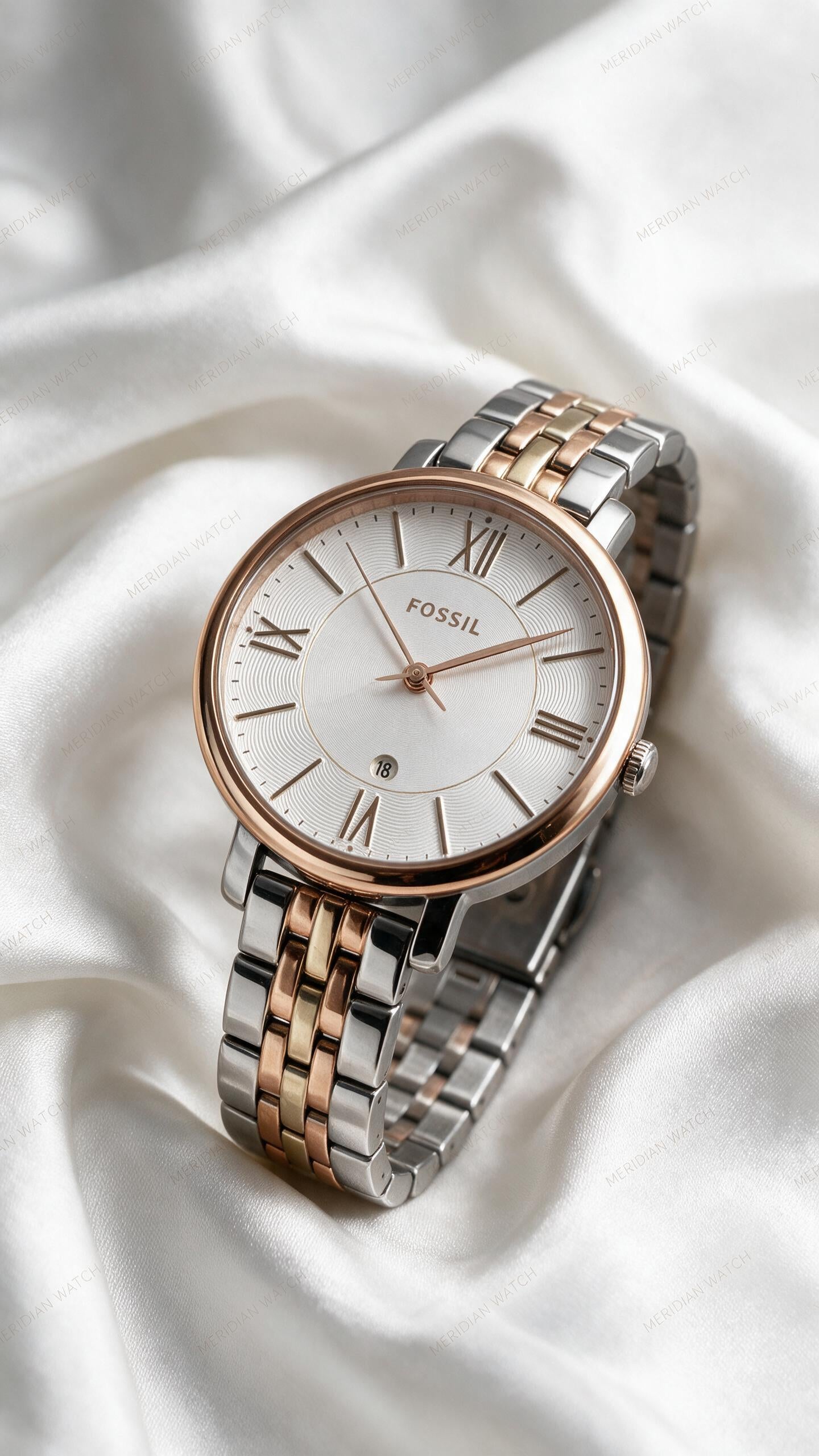 Reloj Fossil Dos Tonos Oro Rosa Plateado Cronógrafo | Mujer