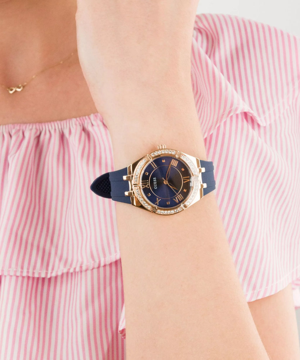 Reloj Guess Cosmo Diamonds Azul Silicona 36mm | Mujer