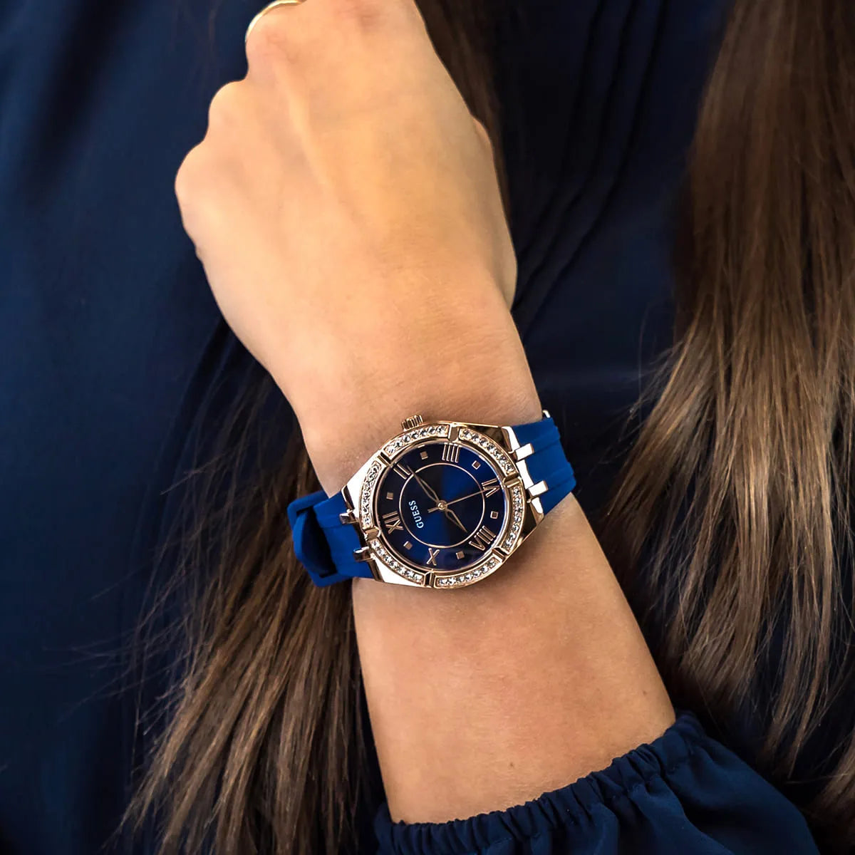 Reloj Guess Cosmo Diamonds Azul Silicona 36mm | Mujer