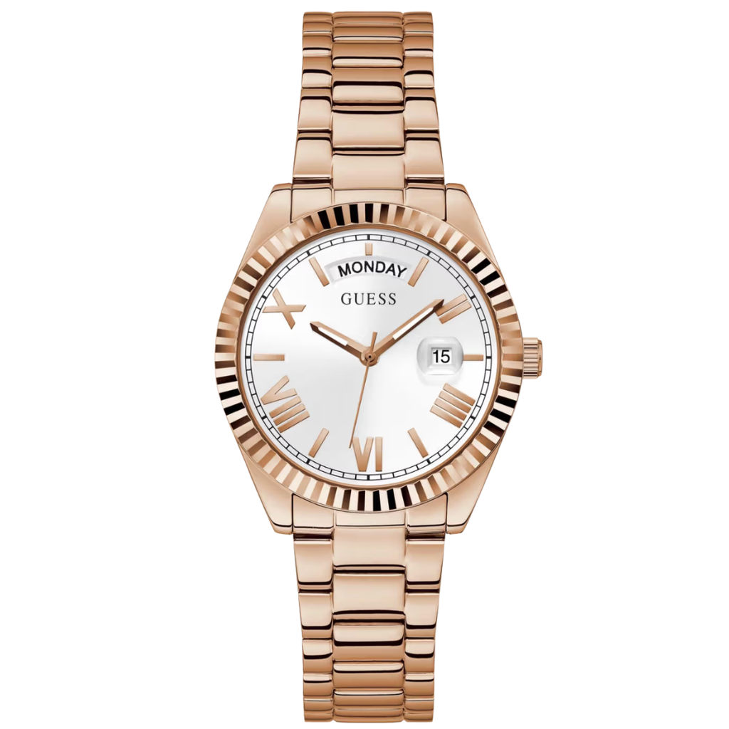 Reloj Guess Luna Oro Rosa Blanco Day-Date 36mm | Mujer