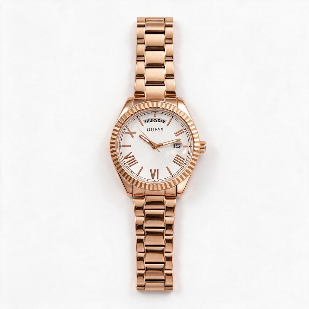 Reloj Guess Luna Oro Rosa Blanco Day-Date 36mm | Mujer