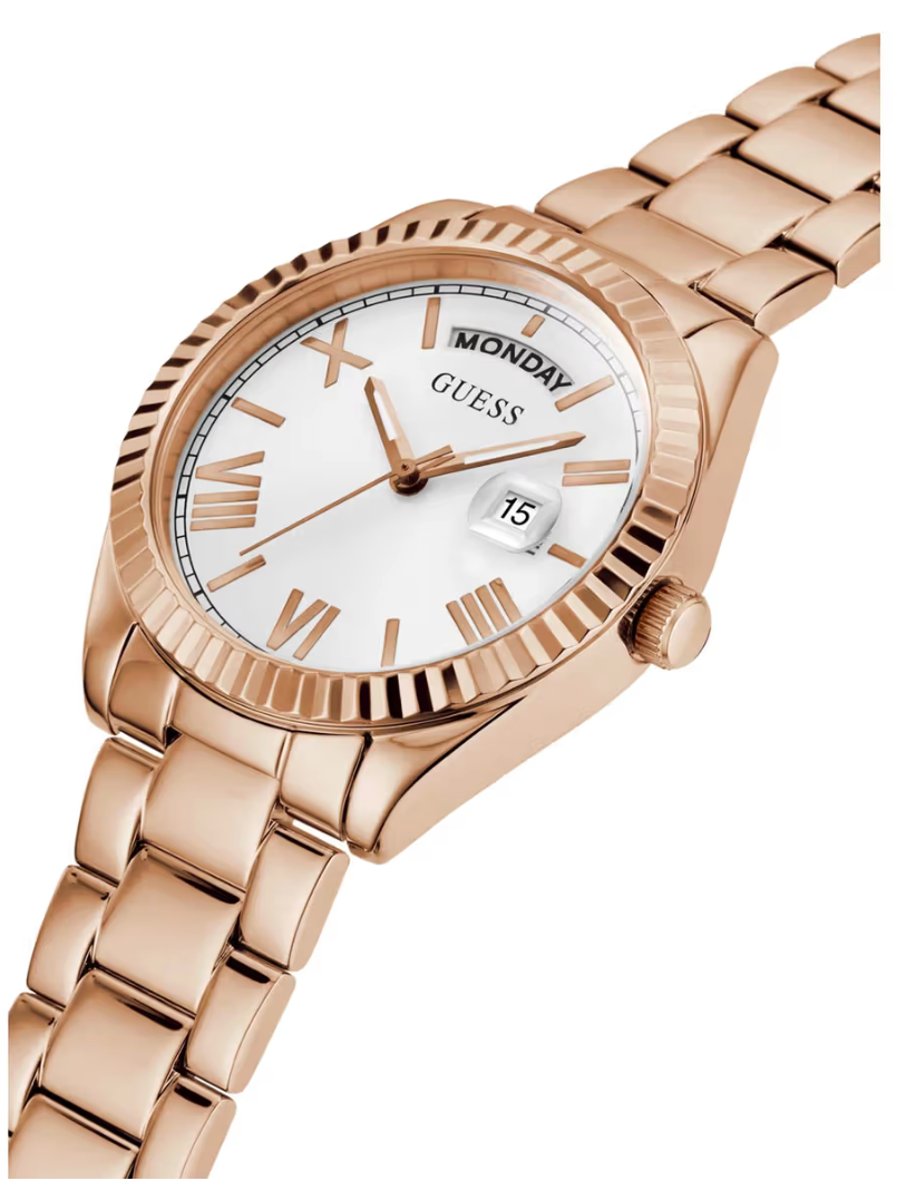 Reloj Guess Luna Oro Rosa Blanco Day-Date 36mm | Mujer