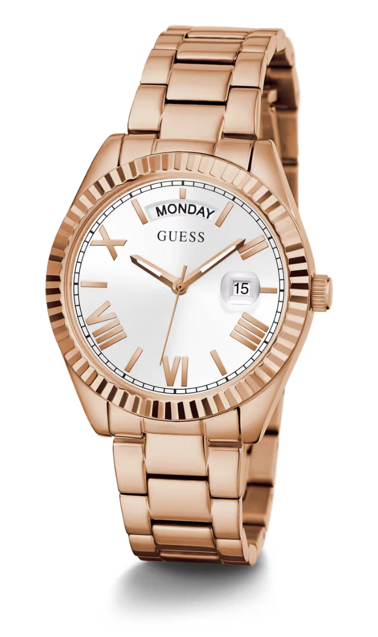 Reloj Guess Luna Oro Rosa Blanco Day-Date 36mm | Mujer