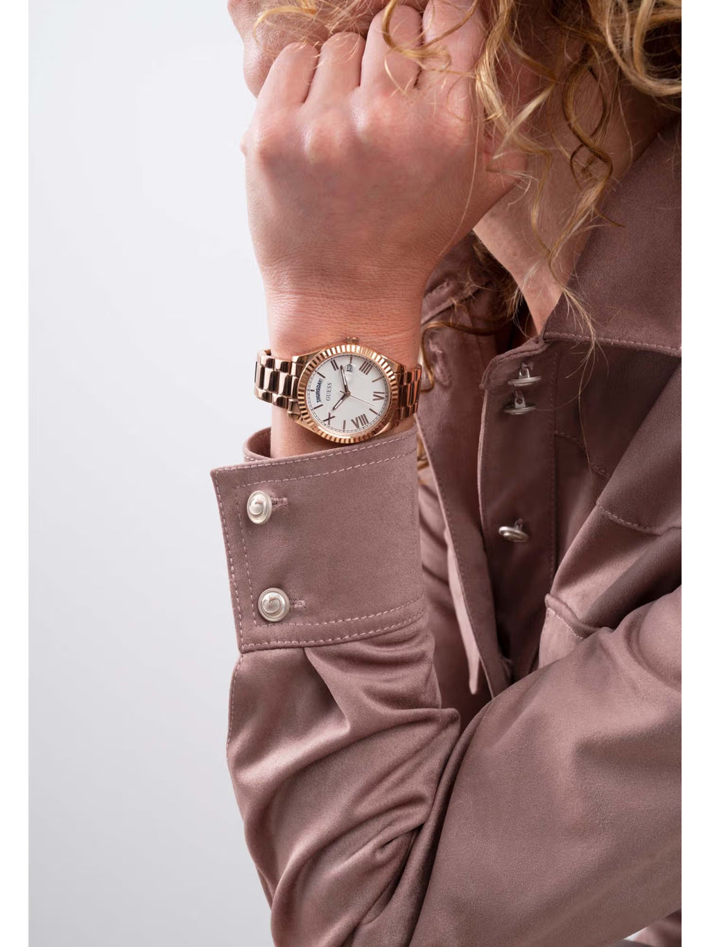 Reloj Guess Luna Oro Rosa Blanco Day-Date 36mm | Mujer