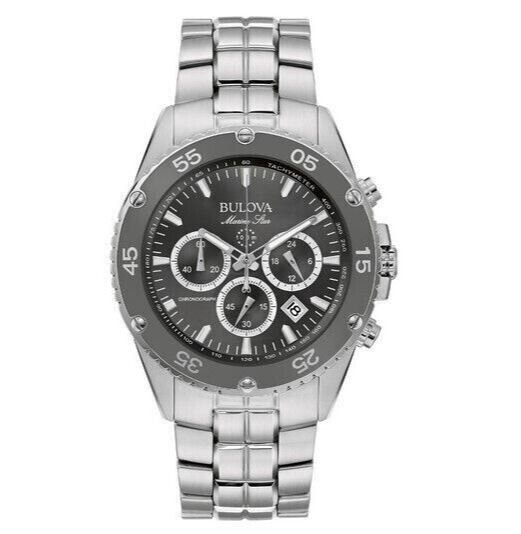 Reloj Bulova Marine Star 98B401 Cronógrafo 41.5mm Plateado Negro Hombre