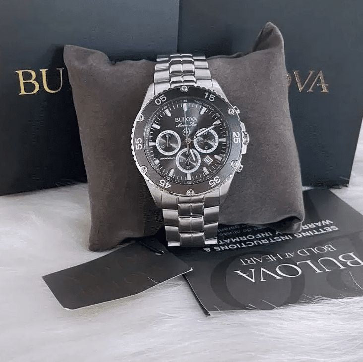 Reloj Bulova Marine Star 98B401 Cronógrafo 41.5mm Plateado Negro Hombre