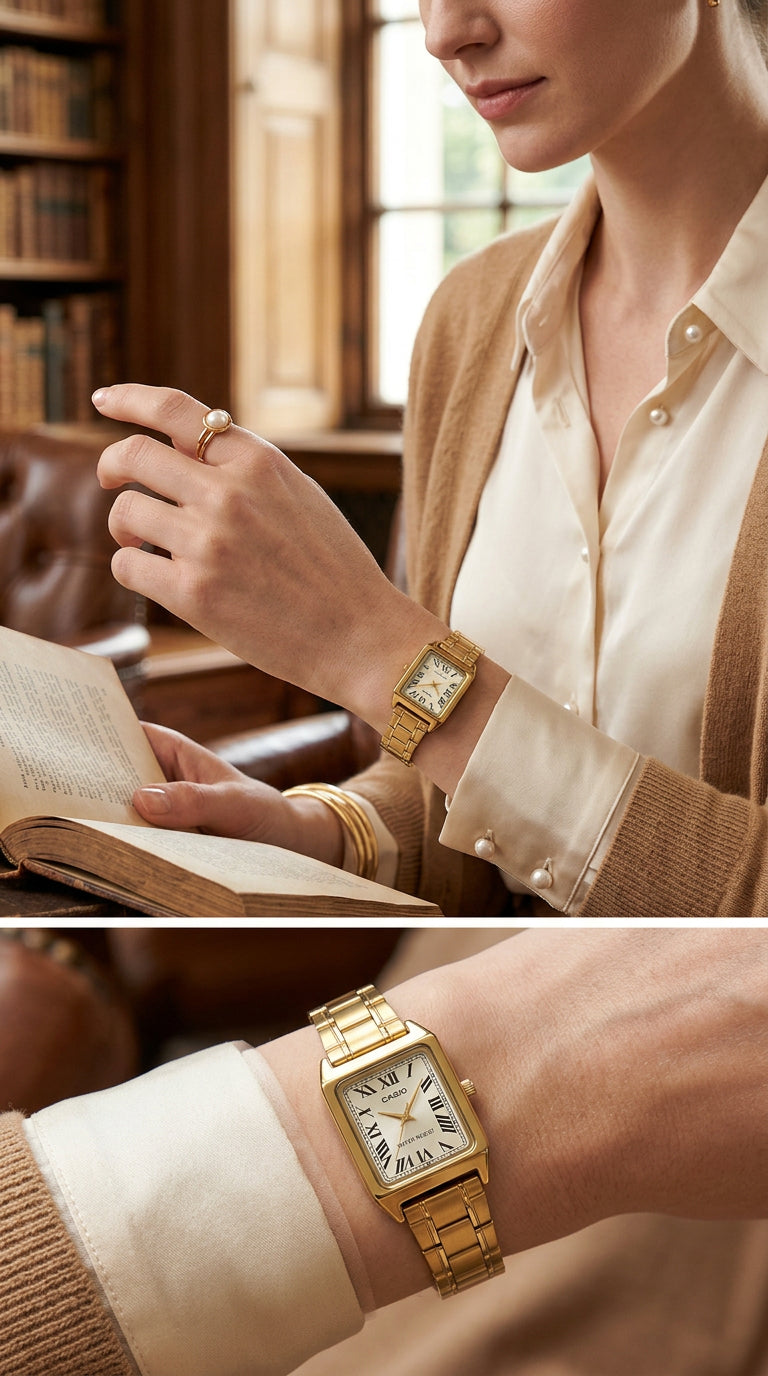 Casio Vintage LTP-V007G-9B — Dorado Roman Dial | Mujer