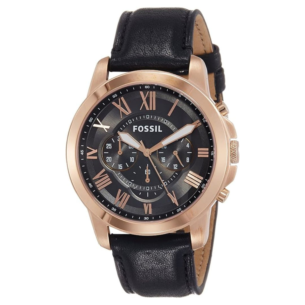 Reloj Fossil Grant Cronógrafo Negro Oro Rosa | Hombre