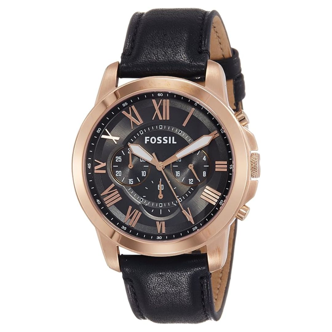 Reloj Fossil Grant Cronógrafo Negro Oro Rosa | Hombre