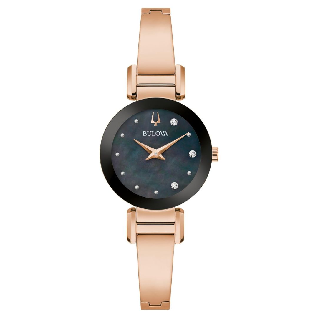 Reloj Bulova Marc Anthony 97P163 Nácar Negro Oro Rosa | Mujer
