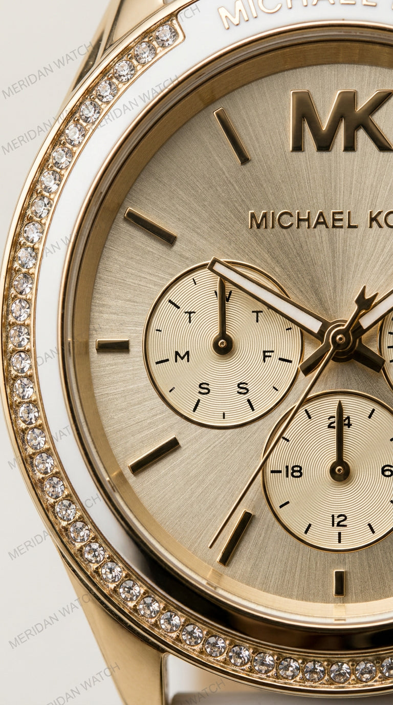 Reloj Michael Kors Jessa Oro Silicona Blanca Cronógrafo | Mujer