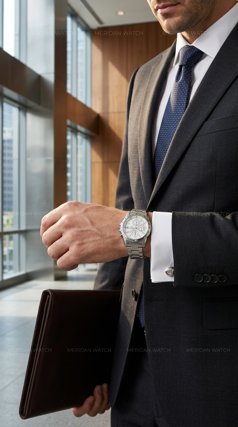Reloj Seiko Chronograph Blanco Plateado Taquímetro | Hombre