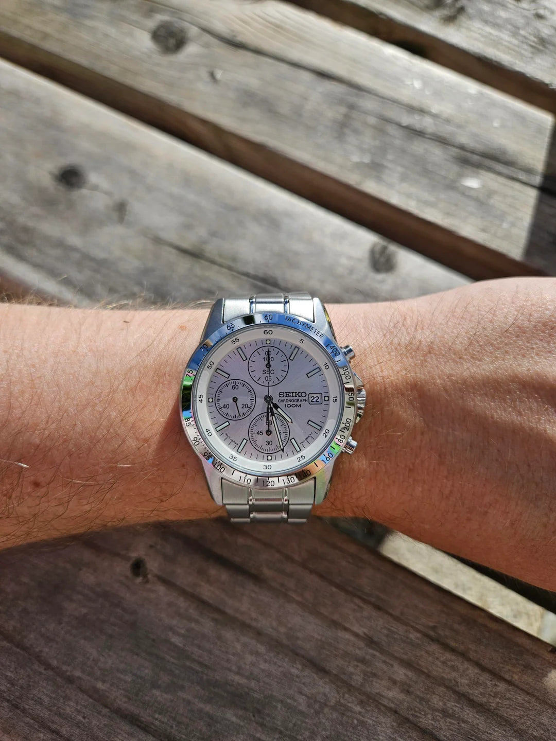 Reloj Seiko Chronograph Blanco Plateado Taquímetro | Hombre