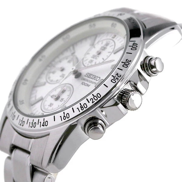 Reloj Seiko Chronograph Blanco Plateado Taquímetro | Hombre