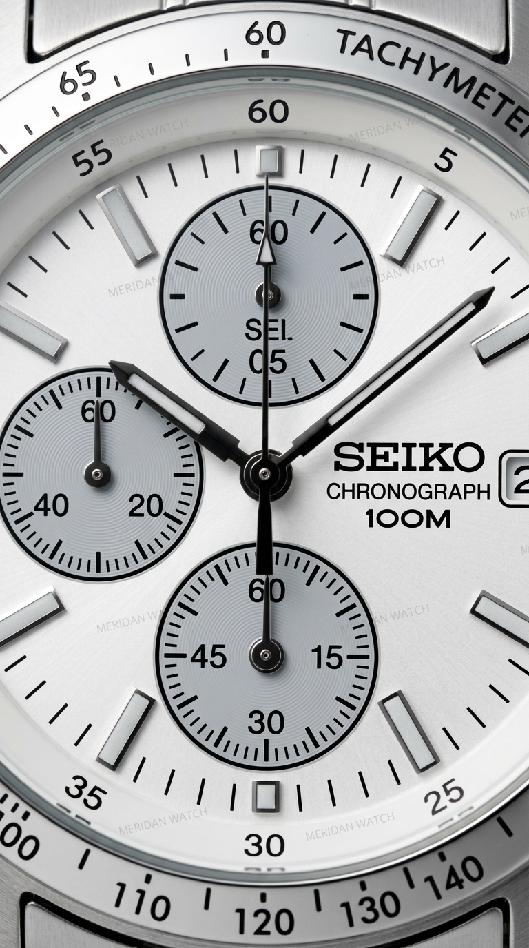 Reloj Seiko Chronograph Blanco Plateado Taquímetro | Hombre
