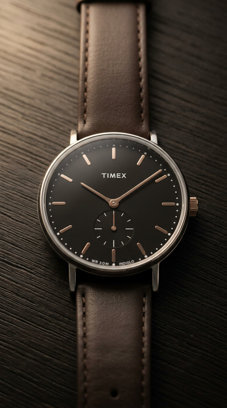 Reloj Timex Fairfield TW2R38100 Negro Oro Rosa Cuero | Hombre