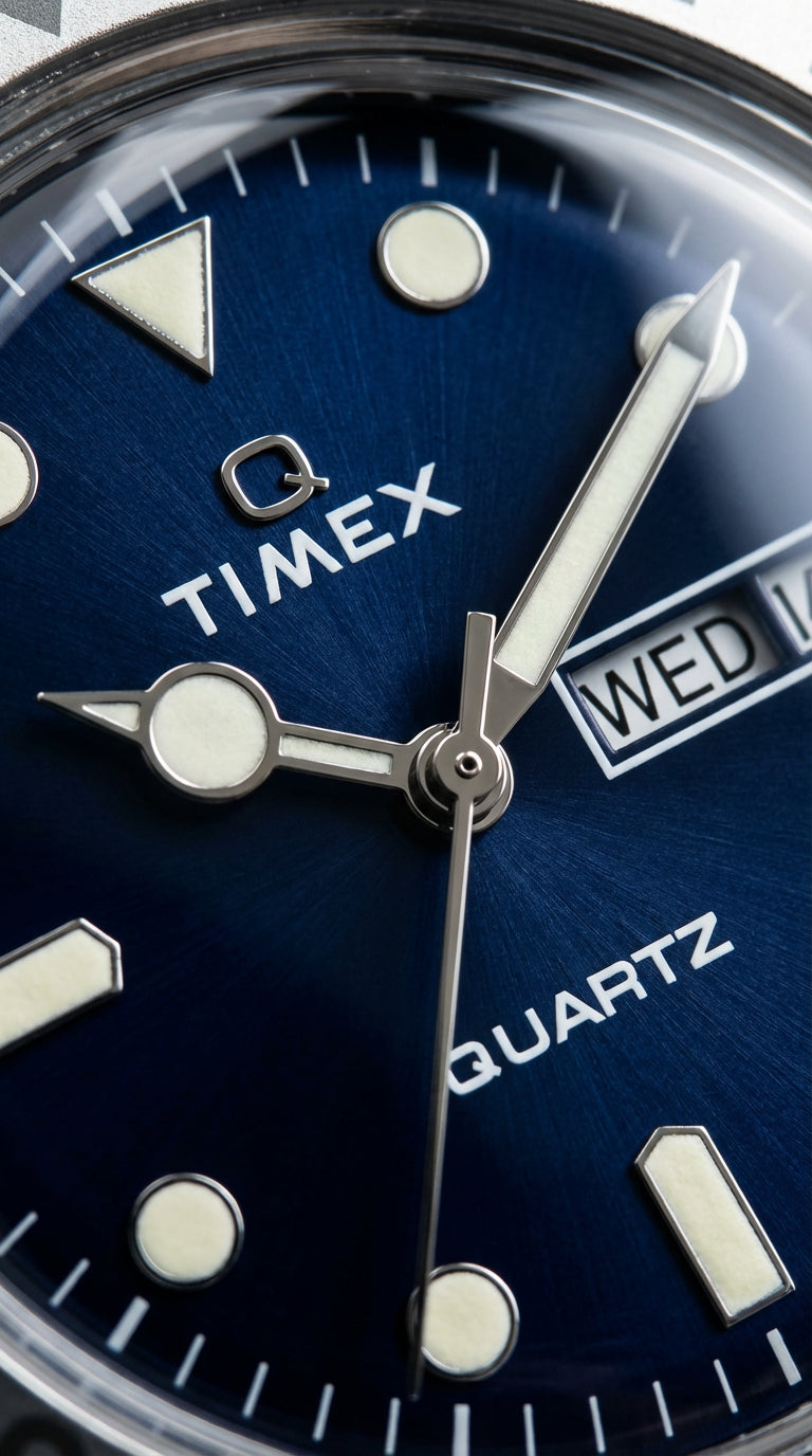 Reloj Timex Q Quartz Mujer Azul Acero Inoxidable Brazalete TW2U95500