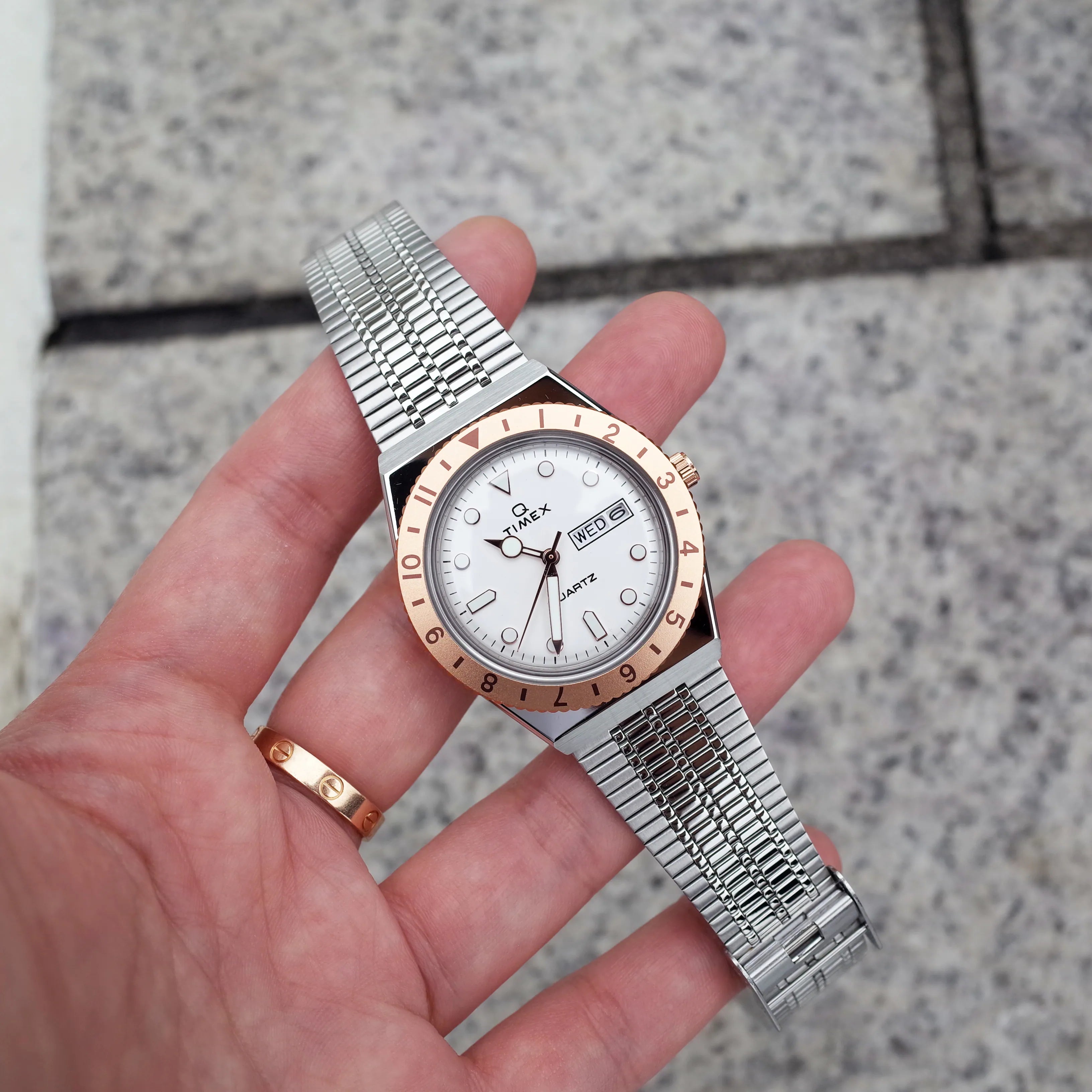 Reloj Timex Q TW2U95600VQ — Plata oro rosa 36mm | Mujer