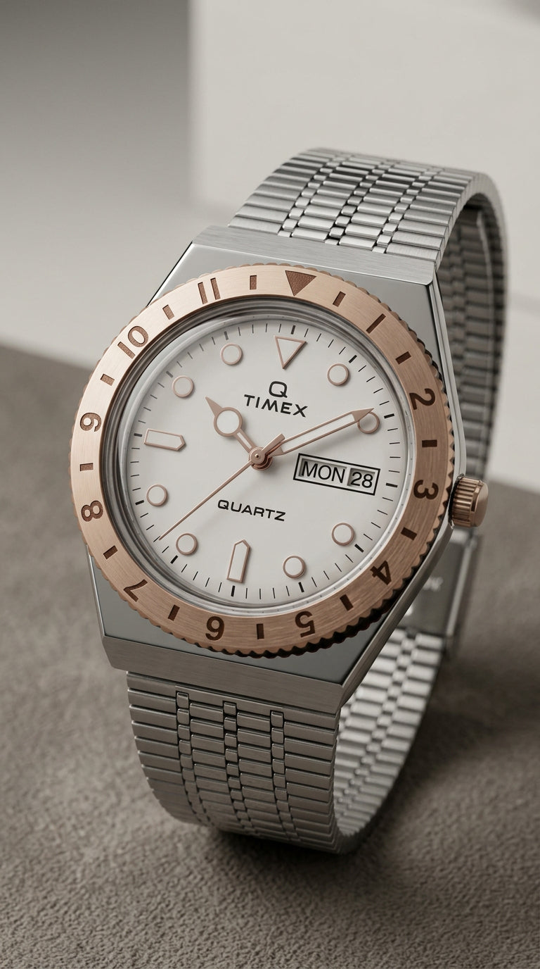 Reloj Timex Q TW2U95600VQ — Plata oro rosa 36mm | Mujer