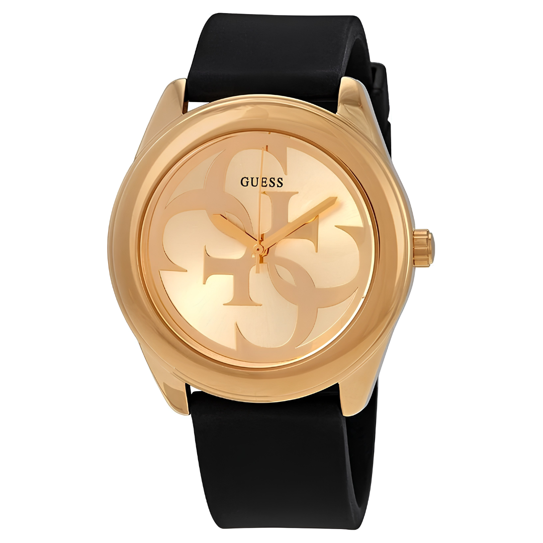 Reloj Guess Ladies G-Twist Oro Logo Cuero Negro | Mujer