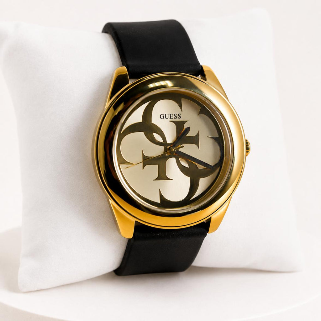 Reloj Guess Ladies G-Twist Oro Logo Cuero Negro | Mujer