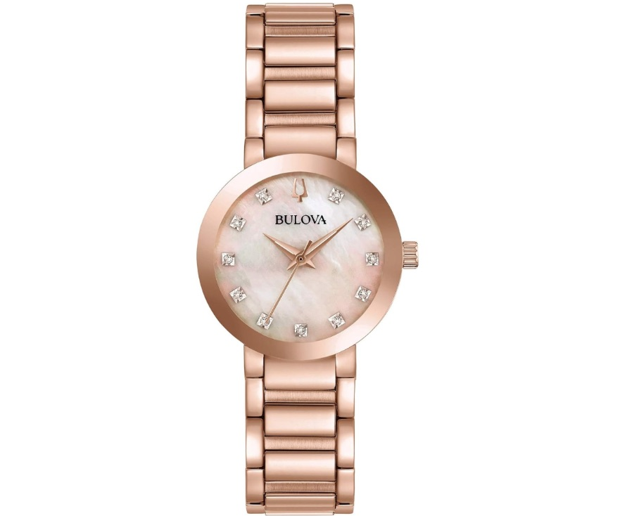 Reloj Bulova 97P132 Futuro Mujer 30mm Rose Gold Diamantes Genuinos Acero Inoxidable