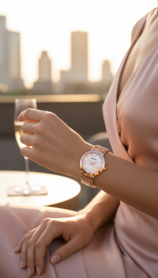 Reloj Bulova 97P132 Futuro Mujer 30mm Rose Gold Diamantes Genuinos Acero Inoxidable