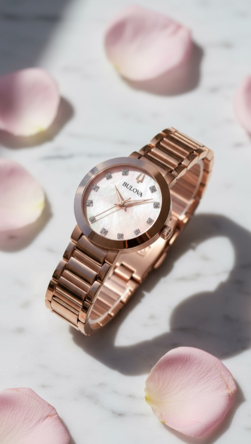 Reloj Bulova 97P132 Futuro Mujer 30mm Rose Gold Diamantes Genuinos Acero Inoxidable
