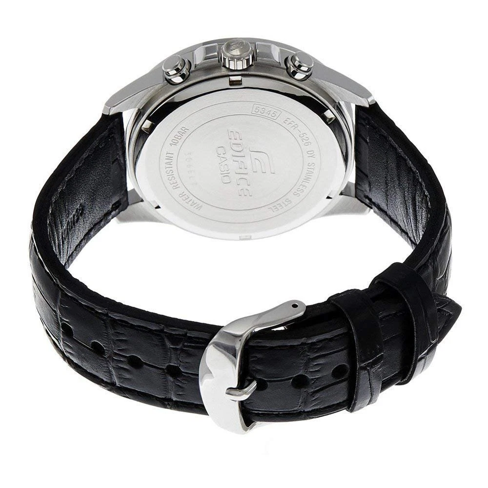 Reloj Casio Edifice Cronógrafo 44mm Hombre Acero Cuero Negro 100m