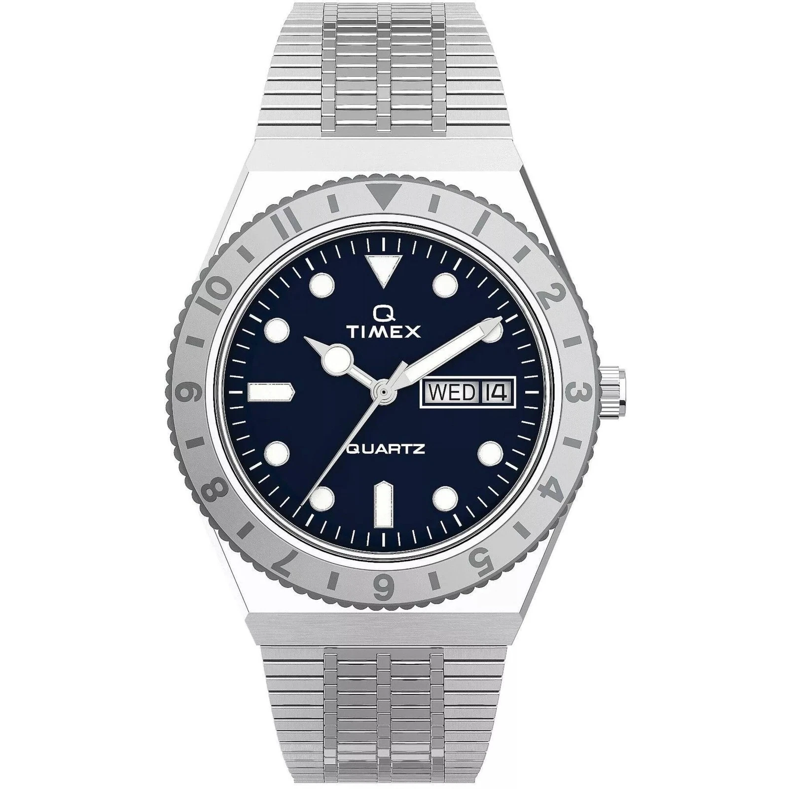 Reloj Timex Q Quartz Mujer Azul Acero Inoxidable Brazalete TW2U95500